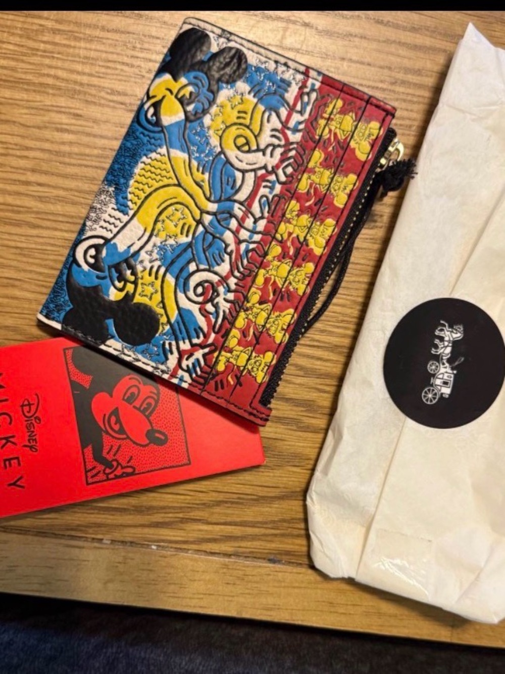 Coach Disney Mickey Mouse X Keith Haring Mini Skinny Id Case Limited edition NWT